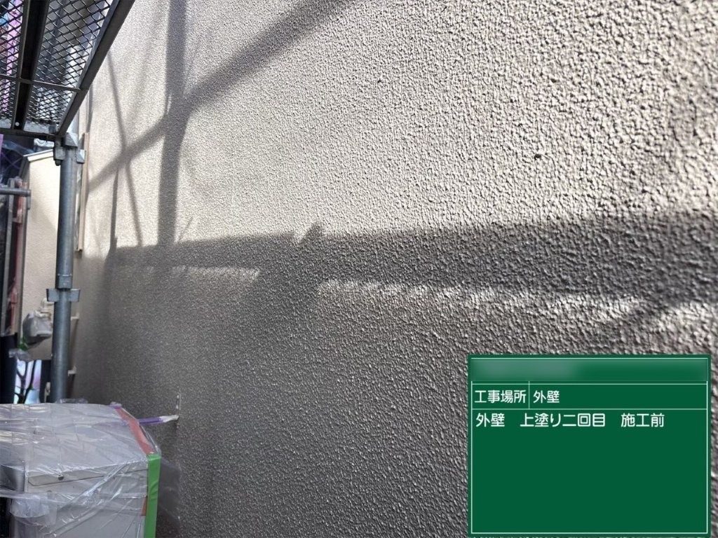 千葉市花見川区K様邸 モルタル外壁 上塗り二回目 施工前 外壁全体の状態確認