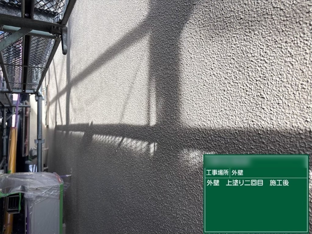 千葉市花見川区K様邸 モルタル外壁 上塗り二回目 施工後 仕上がり確認